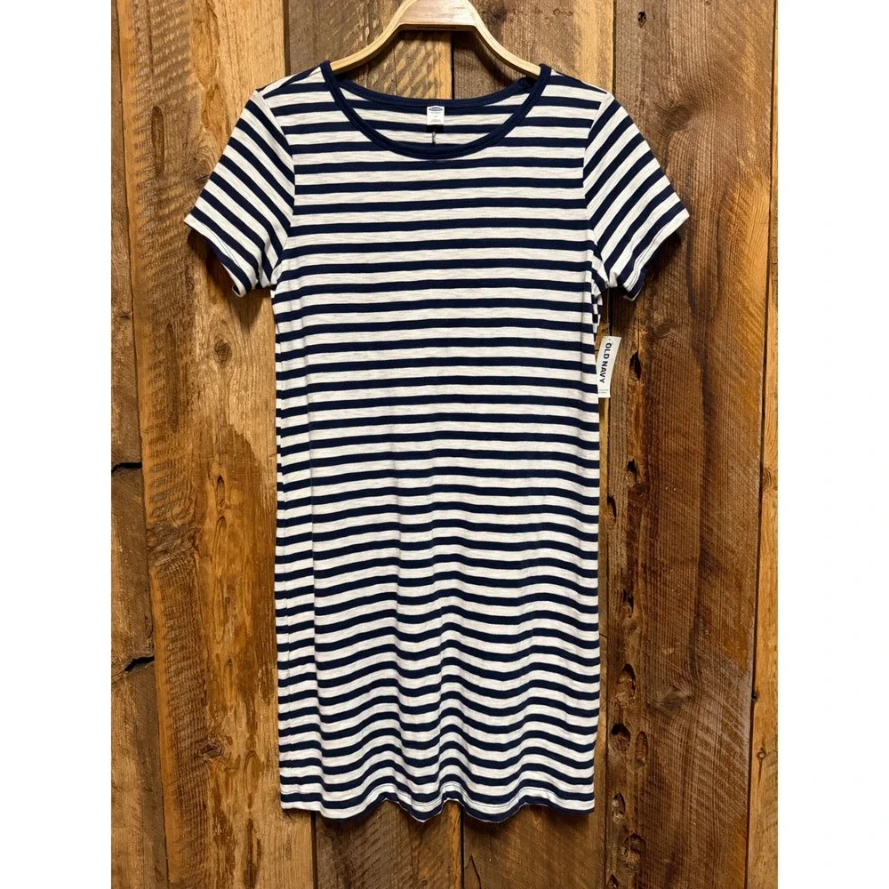 Old Navy T Shirt Dress Women's M Coastal Nautical Preppy Minimalist Capsule - Picture 1 of 8